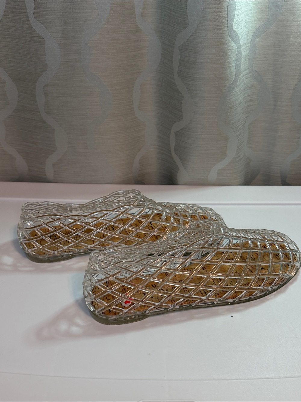 Olivia & Kate New York Lattice Caged Mesh Woven Jelly Shoes Flats Clear Size 6
